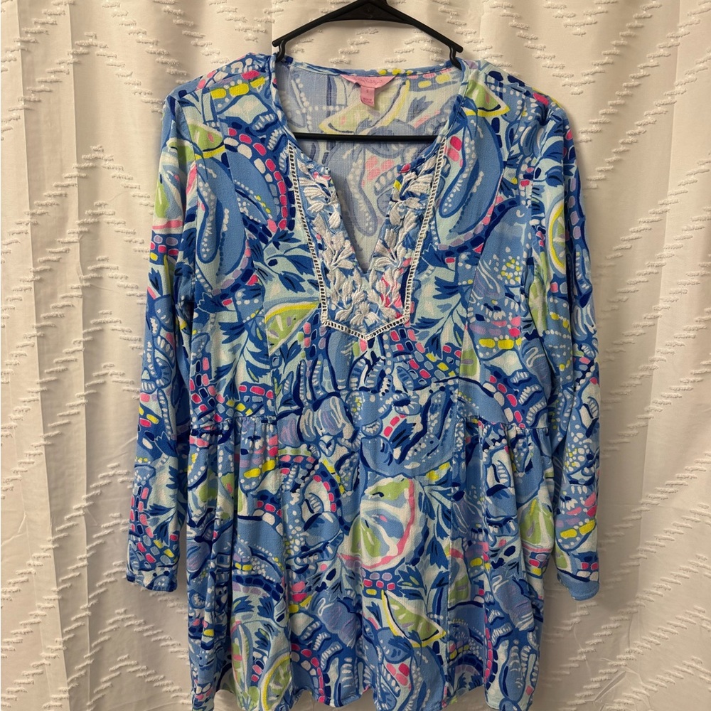 Lilly Pulitzer Blue Floral Tunic